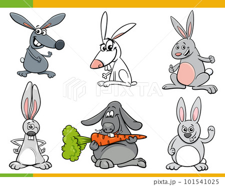 funny cartoon rabbits animal characters set 101541025