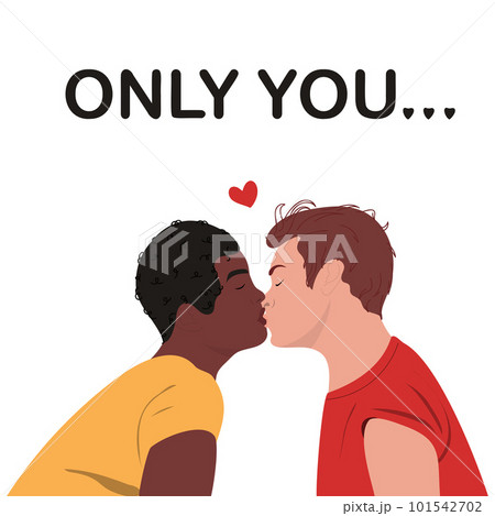 Men in love kiss. LGBT Pride Month. 101542702