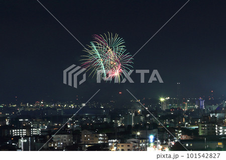 名古屋都市風景と花火 101542827