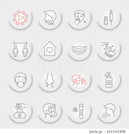 Coronavirus line icon set, prevention collection, vector sketches, neumorphic UI UX buttons, covid-19 icons, 2019-ncov signs linear pictograms, editable stroke Coronavirus line icon set, prevention collection, vector sketches, neumorphic UI UX buttons, covid-19 icons, 2019-ncov signs linear pictograms, editable stroke 101542996