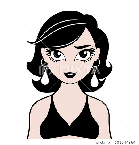 Goth, vintage, retro woman and glamour lady in pop art style, cartoon comic character, fun and artistic llustration Goth, vintage, retro woman and glamour lady in pop art style, cartoon comic character, fun and artistic llustration 101544364