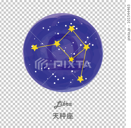 以星空為背景繪製的天秤座星座線圖及英文日文星座名稱 101544463