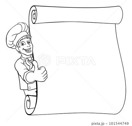 Chef Cook Baker Cartoon Man Menu Sign Background 101544749