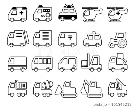 働く車両のアイコンセット_アウトライン 101545215