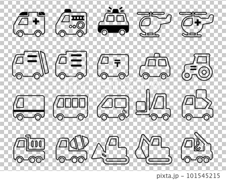 Working vehicle icon set_outline 101545215