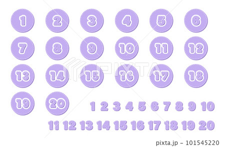 かわいいステッチ模様の数字のプレート（パープル）のイラスト素材 [101545220] - PIXTA