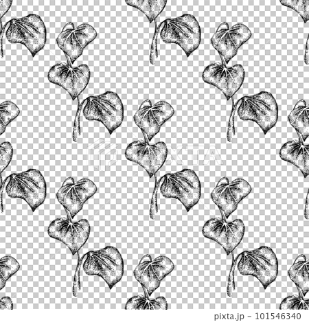 Branch with three leaves. Freehand drawing. Seamless graphic pattern Branch with three leaves. Freehand drawing. Seamless graphic pattern 101546340