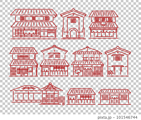 日本の家屋や古民家のアイコンセット 101546744