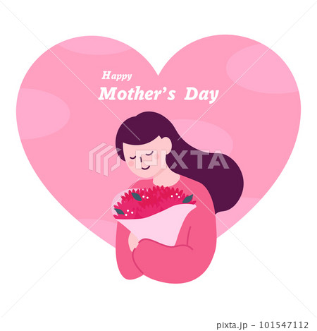 母の日　カーネーションの花束をもつ女性 101547112