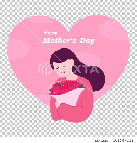 母の日　カーネーションの花束をもつ女性 101547112