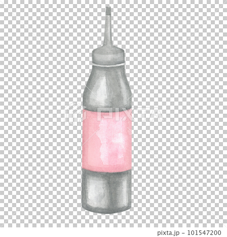 Plastic bottle for paint oxide. The watercolor illustration on a transparent background is made by hand 101547200