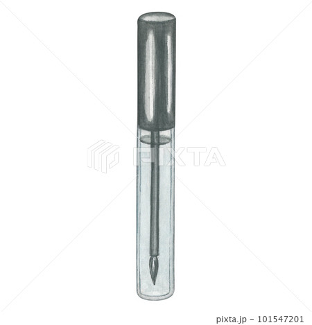 Glue with a brush transparent tube for laminating eyelashes. The watercolor illustration is made by hand on a transparent background 101547201