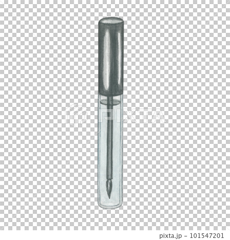 Glue with a brush transparent tube for laminating eyelashes. The watercolor illustration is made by hand on a transparent background 101547201