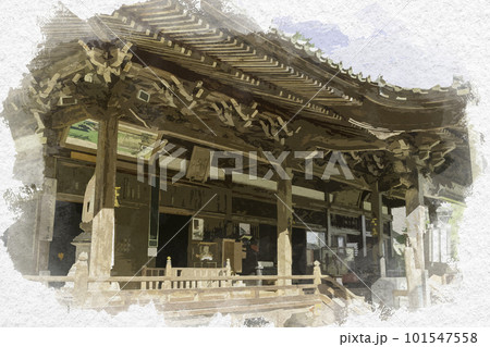 水彩画風 宮島 大聖院 観音堂 広島県廿日市市 水彩画風 宮島 大聖院 観音堂 広島県廿日市市 101547558