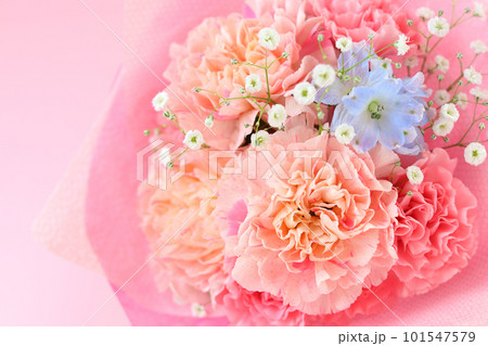 ピンクのカーネーションの花束 101547579