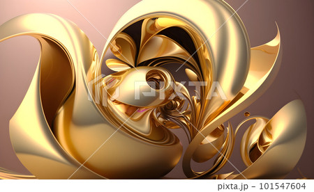 Metallic golden swirls morphing abstract fluid art Metallic golden swirls morphing abstract fluid art 101547604