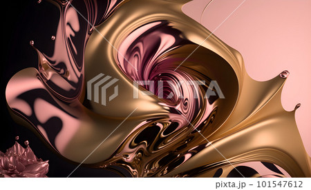 Metallic golden swirls morphing abstract fluid art 101547612