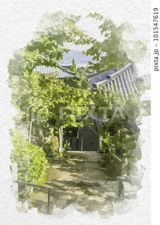 水彩画風　宮島　大聖院　境内　広島県廿日市市 101547619