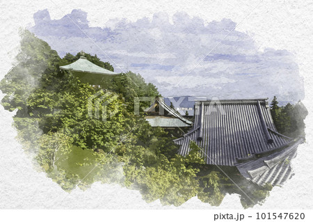 水彩画風 宮島 大聖院 境内 広島県廿日市市 水彩画風 宮島 大聖院 境内 広島県廿日市市 101547620