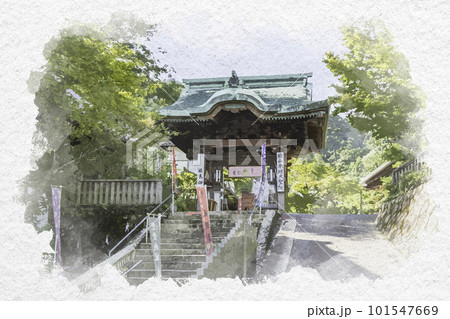 水彩画風 宮島 大聖院 御成門 広島県廿日市市 水彩画風 宮島 大聖院 御成門 広島県廿日市市 101547669