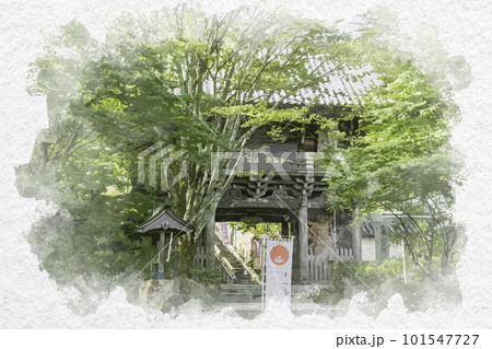 水彩画風　宮島　大聖院　仁王門　広島県廿日市市 101547727