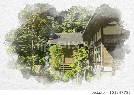 水彩画風　宮島　大聖院　星供マンダラ堂　広島県廿日市市 101547753