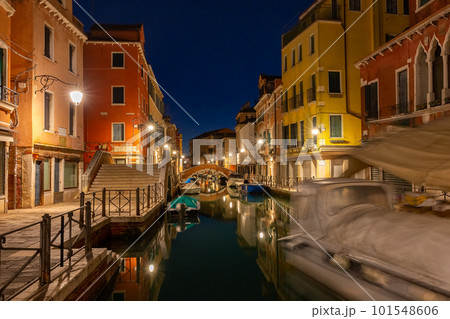 Typical Venetian canal in Venice, Italy 101548606