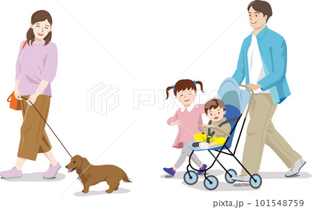 犬の散歩をする家族・姉弟 101548759