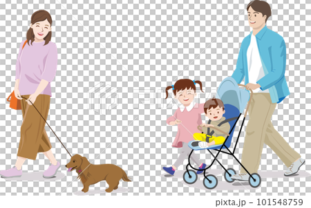 犬の散歩をする家族・姉弟 101548759