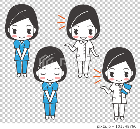 二頭身の看護師イラストセット 101548760