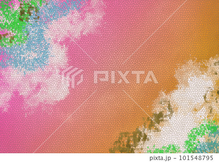 ヴィンテージタイルで描いた鮮やかな大輪の花・和風抽象背景イラスト 101548795