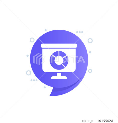 Presentation with a pie chart icon, vector Presentation with a pie chart icon, vector 101550281