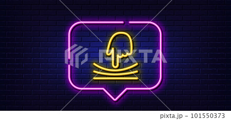 Neon light speech bubble. Elastic line icon. Resilience material sign. Neon light background. Elastic glow line. Brick wall banner. Vector Neon light speech bubble. Elastic line icon. Resilience material sign. Neon light background. Elastic glow line. Brick wall banner. Vector 101550373