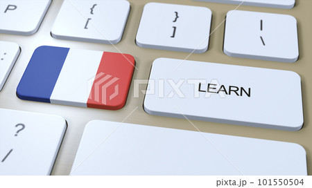 Learn French Language Concept. Online Study Courses. Button with Text on Keyboard. 3D Illustration Learn French Language Concept. Online Study Courses. Button with Text on Keyboard. 3D Illustration 101550504