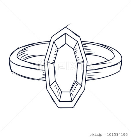 Isolated sketch of a ring with diamond Vector Isolated sketch of a ring with diamond Vector 101554196