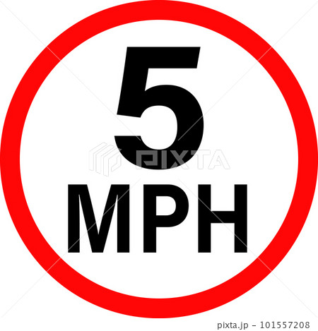5 mph vehicle speed limit sign. 5MPH road traffic sign slow drive. flat style.  101557208