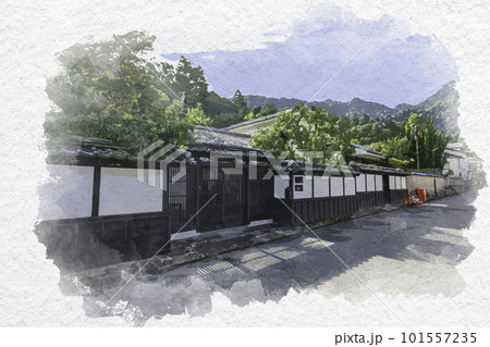 水彩画風 宮島 滝小路 広島県廿日市市 水彩画風 宮島 滝小路 広島県廿日市市 101557235