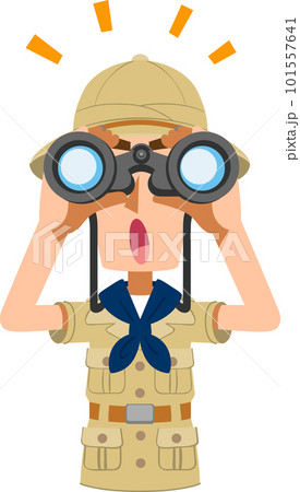 双眼鏡を覗いてなにかを発見する男性探検家の上半身 双眼鏡を覗いてなにかを発見する男性探検家の上半身 101557641
