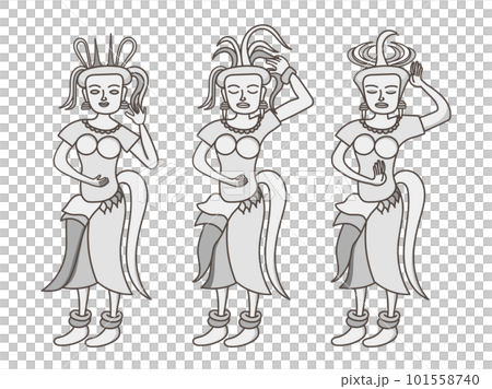 Cambodian ruins relief, Devata dancing the Apsara dance 101558740