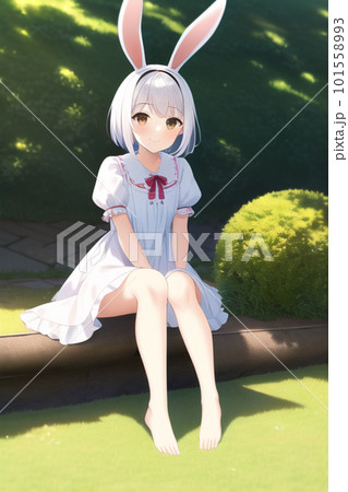 AI generated image ウサ耳のかわいい女の子のイラスト素材 [101558993