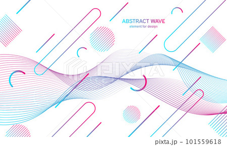Abstract colorfull wave element for design. Digital frequency track equalizer. Stylized line art background.Vector illustration.Wave with dots created using blend tool.Curved wavy line, smooth stripe Abstract colorfull wave element for design. Digital frequency track equalizer. Stylized line art background.Vector illustration.Wave with dots created using blend tool.Curved wavy line, smooth stripe 101559618