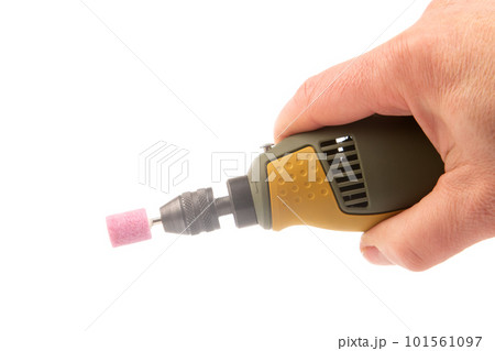 graver and drilling electric tool on a white background. dremel for processing materials 101561097