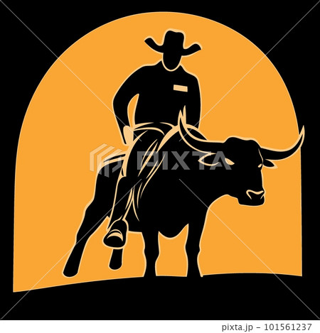 cowboy man riding a bull cowboy man riding a bull 101561237