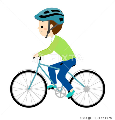 自転車用ヘルメットを被って自転車に乗る男性 自転車用ヘルメットを被って自転車に乗る男性 101561570