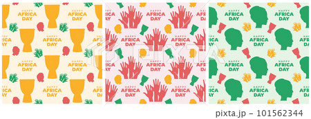 Set of Happy Africa Day Seamless Pattern Design with Culture African Tribal Figures Decoration in Template Hand Drawn Cartoon Flat Illustration 101562344