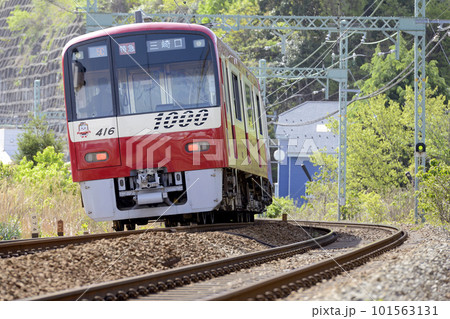 新緑と電車【京急1000形】三崎口行き特急列車 新緑と電車【京急1000形】三崎口行き特急列車 101563131