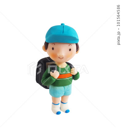 青い帽子をかぶってランドセルを背負った男の子(粘土立体イラスト) 青い帽子をかぶってランドセルを背負った男の子(粘土立体イラスト) 101564586