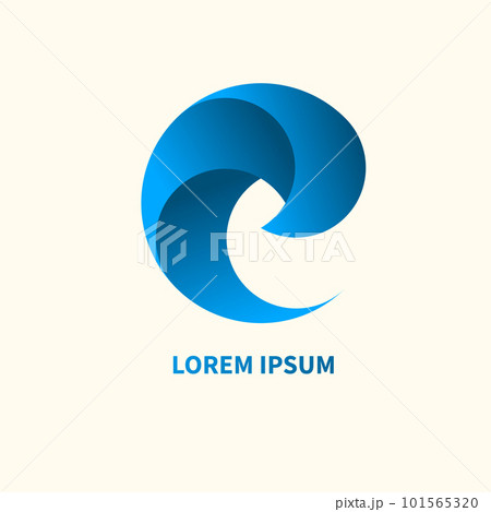 Blue water curl logo, abstract geometric eco icon Blue water curl logo, abstract geometric eco icon 101565320