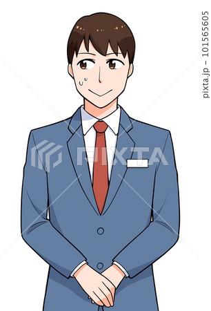 ごまかしているスーツの男性　上半身 101565605