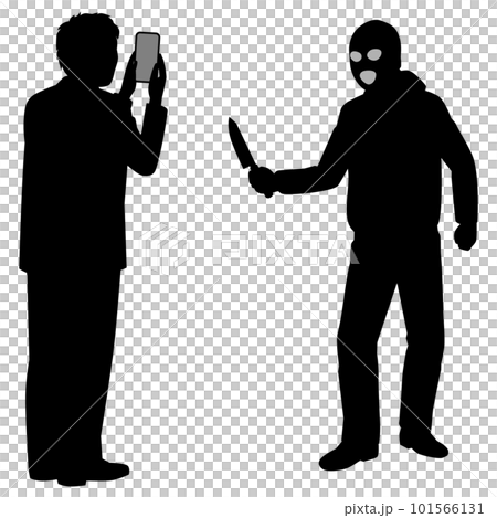 A person taking a photo of a robber with a smartphone 101566131